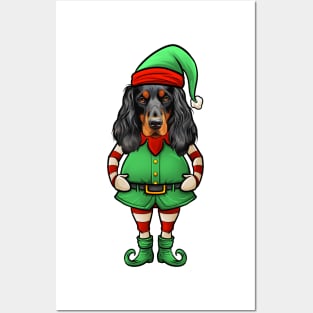 Funny Christmas Elf Gordon Setter Dog Posters and Art